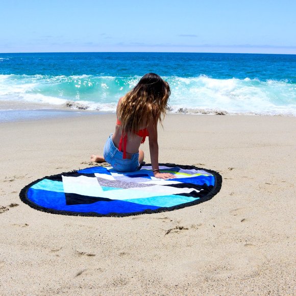 Oversized Bohemian Gypsy Soft Cotton Round Beach Towel Large Multicolor Design - Picture 4 of 5